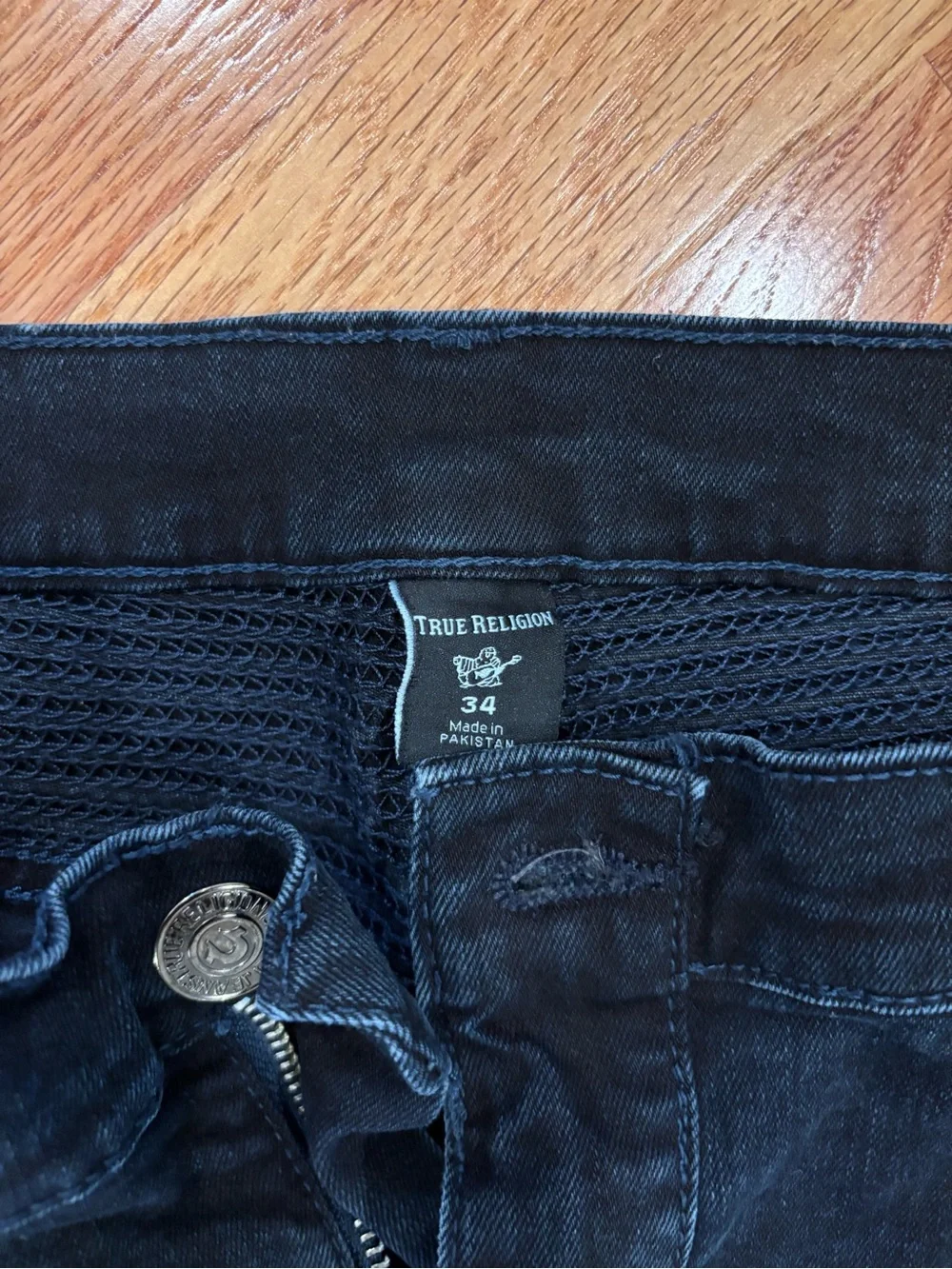 True Religion Men's Dark Wash Slim Moto Jeans